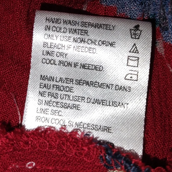 Patrons of Peace Red Floral Kimono, Size Large, Made in India - Picture 4 of 6